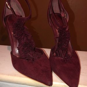 Burgundy suede shoe